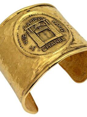 Chanel Logo Bangle CC Gold Plated Bracelet